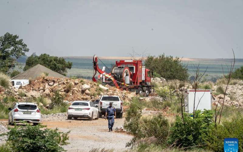 Rescuers use a mobile rescue winder during a rescue operation at an abandoned gold mine in Stilfontein, North West Province, South Africa, on Jan. 13, 2025.