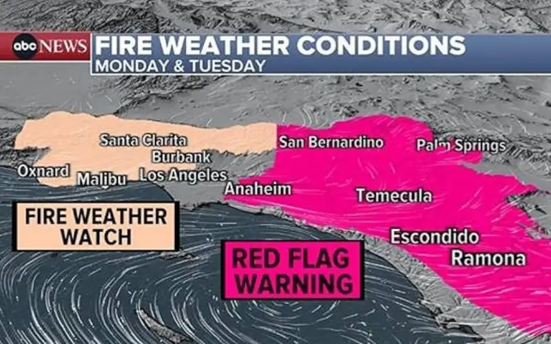 Около 200 тысяч человек находятся в зоне риска из-за пожаров в Калифорнии