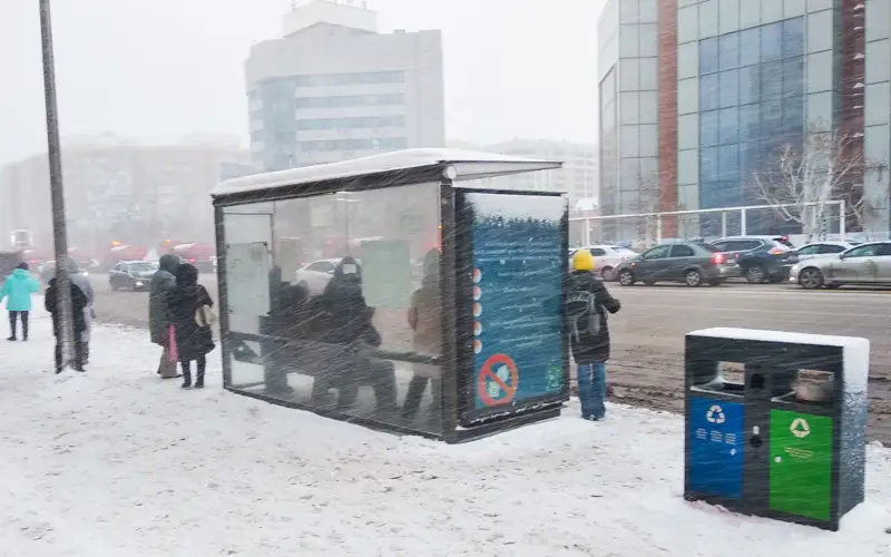 остановка, люди, зима, погода, метель, боран, аялдама, адамдар, қыс, ауа райы