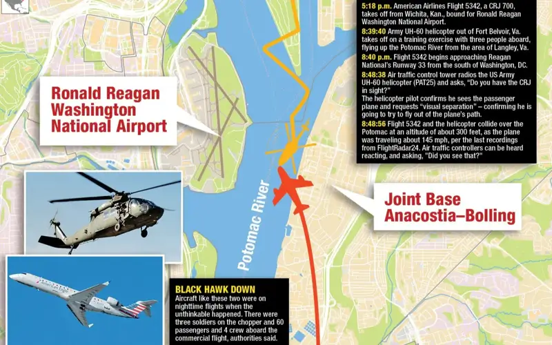 Новые данные о столкновении самолета и вертолета в Вашингтоне
