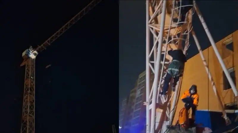 Елордада полицей краннан секірмек болған адамды құтқарып қалды