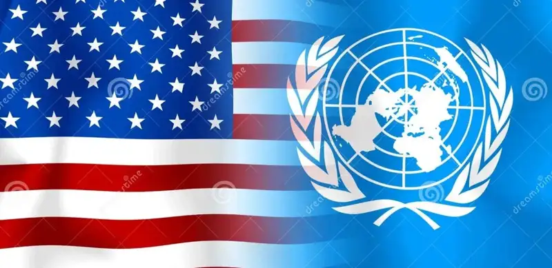 U.S. and UN flags