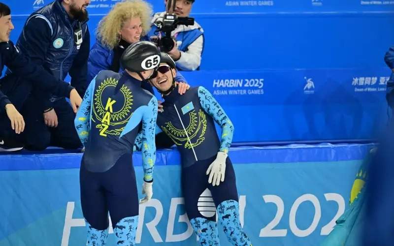 Kazakhstan's short track speed skating team pockets gold at Asian Winter Games Harbin 2025 in China