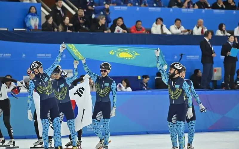 Kazakhstan's short track speed skating team pockets gold at Asian Winter Games Harbin 2025 in China