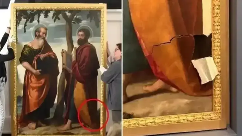 Италияда музейга ташриф буюрган аёл қоқилиб, қимматбаҳо расмга зарар етказди