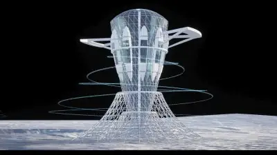 An image of "Lunar Glass," a giant living facility that would artificially generate gravity. 