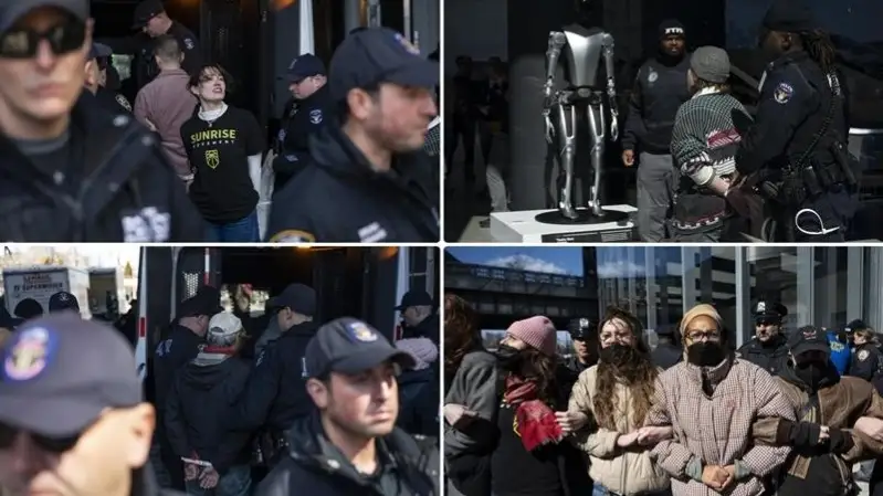 «Mask ketýi kerek»: Nıý-Iorktegi Tesla salonynda narazylyq bildirýshiler ustaldy