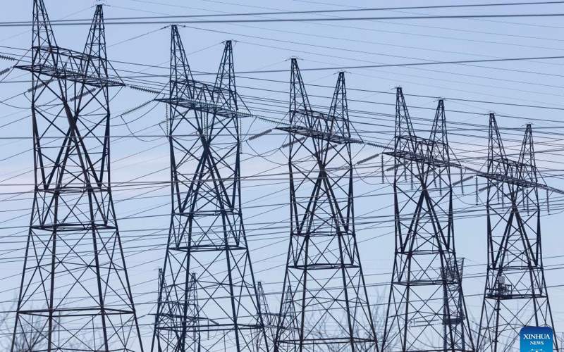 Photo taken on March 10, 2025 shows transmission towers at Sir Adam Beck Generating Stations of Canada in Niagara Falls, Ontario, Canada.