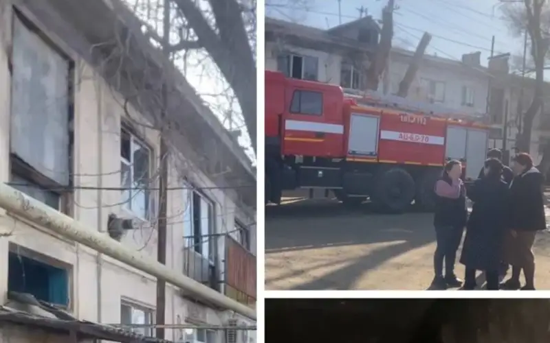 эвакуация жителей во время пожара в Кулсары