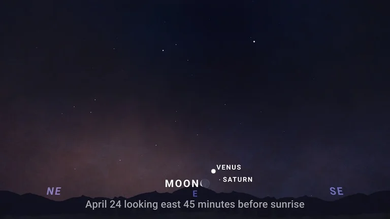 A rare 'smiley face' triple conjunction is coming to Earth's morning skies on 25th April, when Venus, Saturn and the crescent moon form a celestial smirk near the horizon.