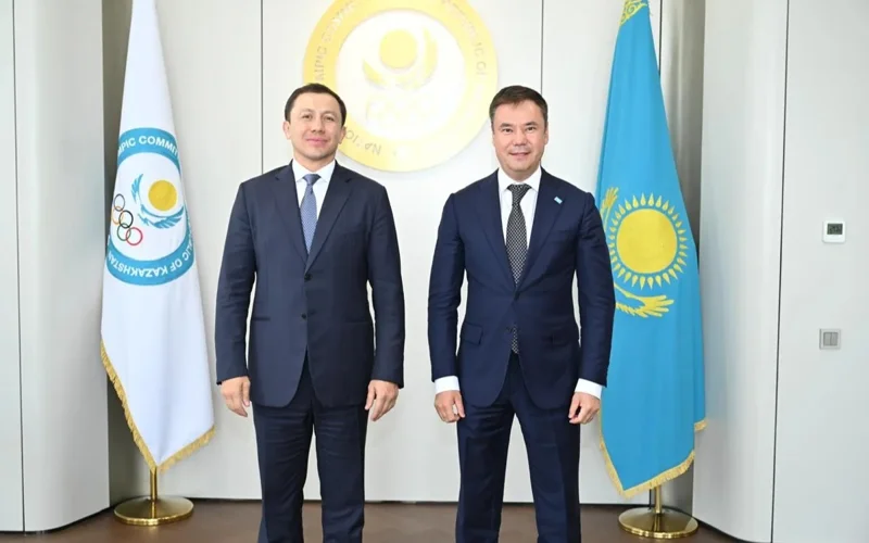 NOC Chairman Golovkin, president of Kazakh Equestrian Sports Federation Bayaliyev meet