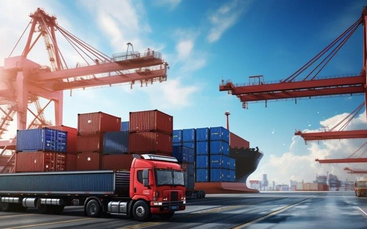 Loading and unloading of the container Container, economy, cargo transportation