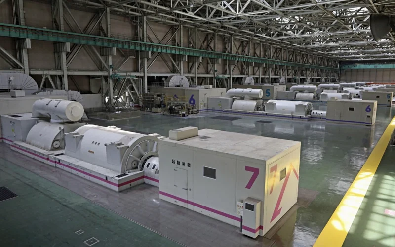 Photo taken on April 8, 2025, shows a power generation facility at Jera Co.'s Kawagoe thermal power station in Mie Prefecture.