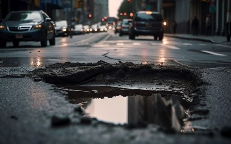 дорога яма авто