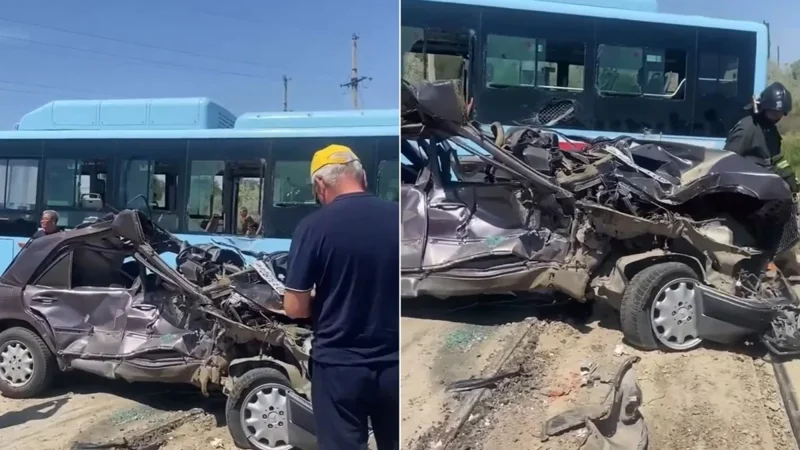 Tarazda avtokólik júk poıyzy jáne avtobýspen soqtyǵysty