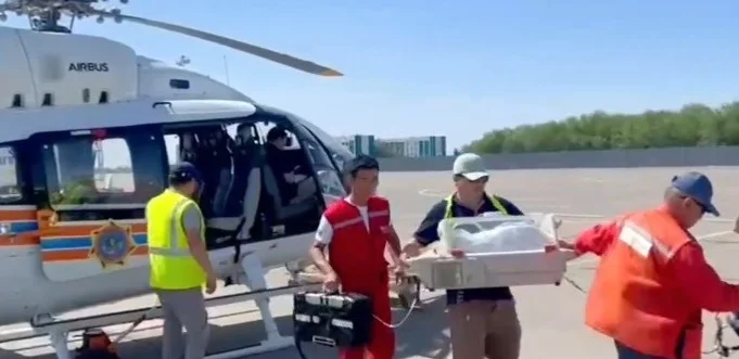Қызылордада науқас сәби ауруханаға тікұшақпен жеткізілді