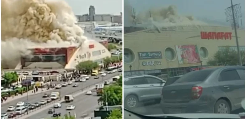 В Астане горит рынок «Шапагат»