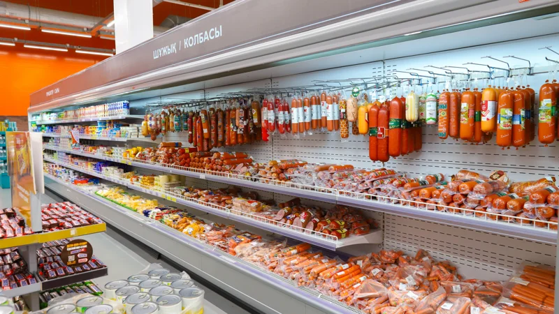 азық-түлік, гипермаркет, дүкен, колбаса