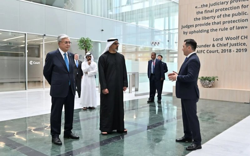 Kazakh President and Crown Prince of Abu Dhabi survey AIFC Kazakh President and Crown Prince of Abu Dhabi survey AIFC