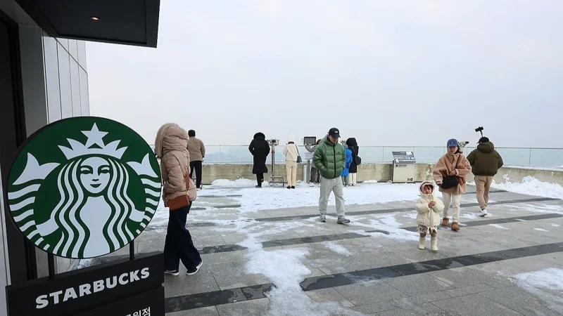 Tourist numbers surge at inter-Korean border park after Starbucks sets shop