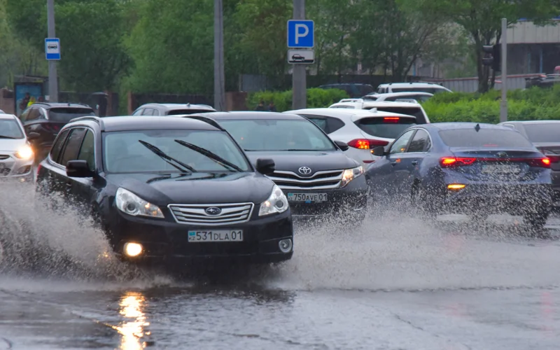дождь, ливень, лужа, погода, ауа райы, жанбыр, автомобиль, көлік