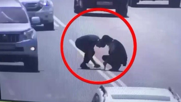 В Таразе двое мужчин закрасили двойную сплошную линию Т