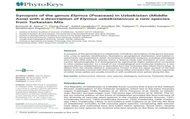 A new plant species discovered in Uzbekistan A new plant species discovered in Uzbekistan