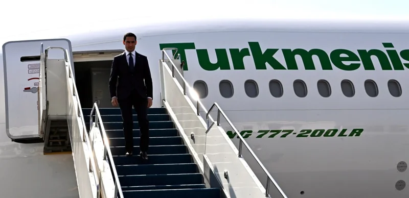 President of Turkmenistan Serdar Berdimuhamedow arrives in Astana