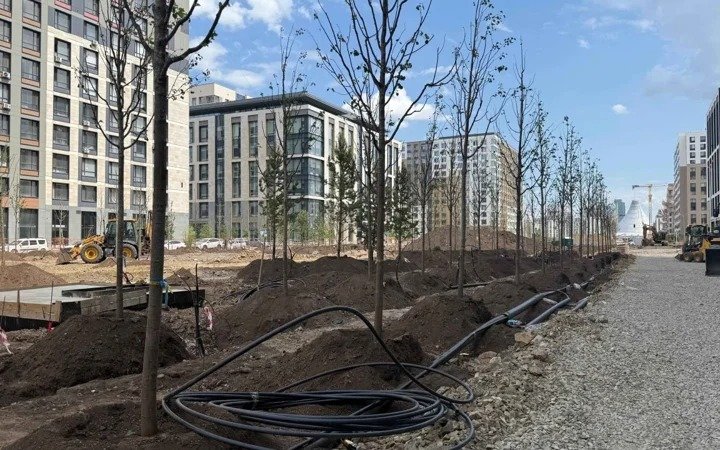 Head of State inspects improvement works at Mynzhyldyk Alley in Astana 