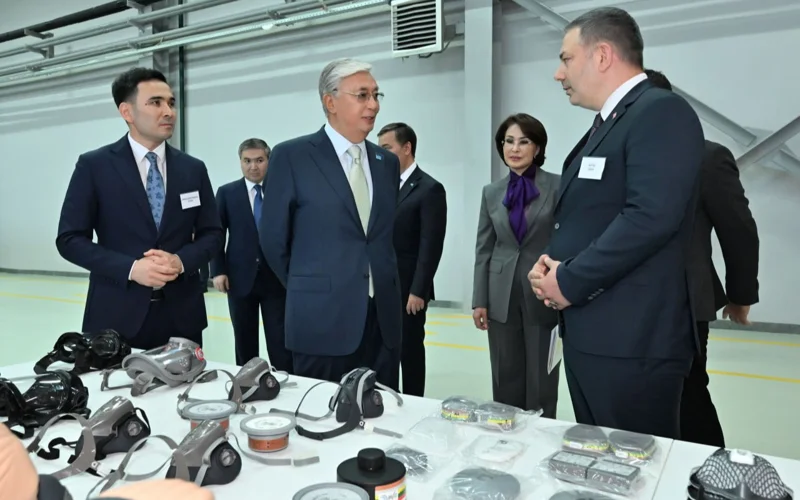 President visits respirator and gas mask manufacturing plant in Astana