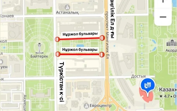 Столичное управление транспорта и развития дорожно-транспортной инфраструктуры продолжает работы по укладке верхнего слоя дорожного полотна по бульвару Нуржол на участке от пр. Мангилик Ел до ул.Туркестан, передает агентство Kazinform со ссылкой на пресс-службу акимата Астаны.