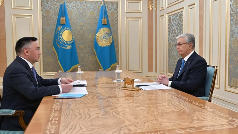 Kassym-Jomart Tokayev receives Supreme Court Chairman Aslambek Mergaliyev