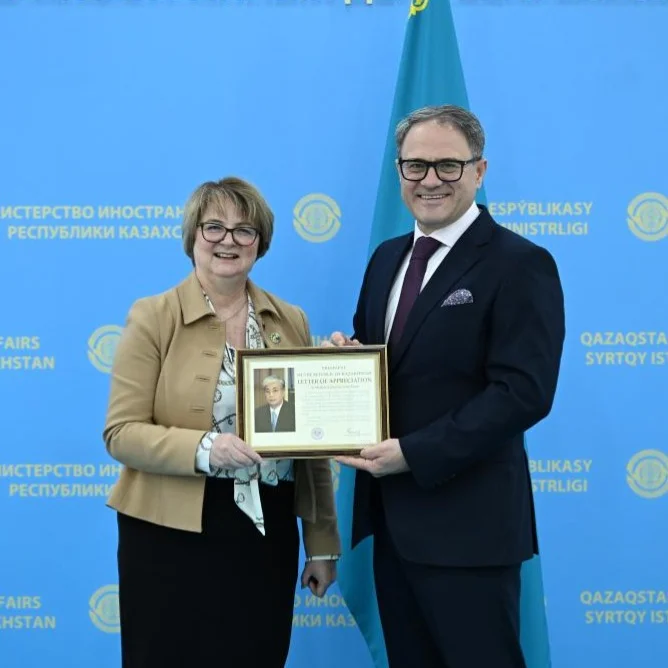 Kazakh Deputy FM Vassilenko receives outgoing British Ambassador Kathy Leach