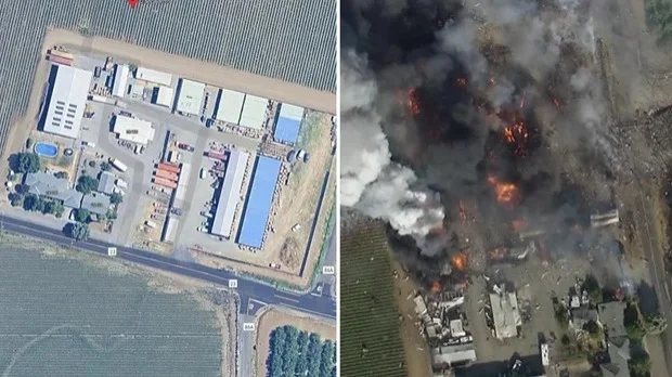 Мощный взрыв произошел на складе фейерверков в Калифорнии