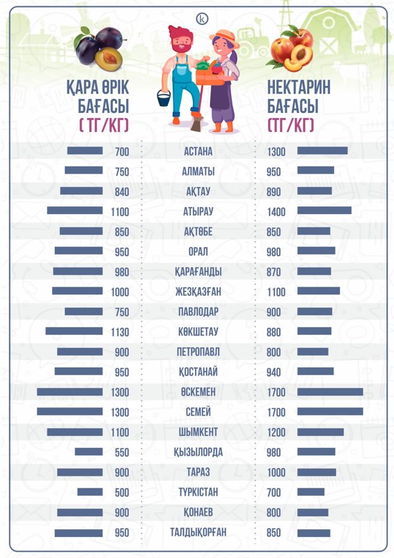 Қара өрік пен нектарин бағасы қанша