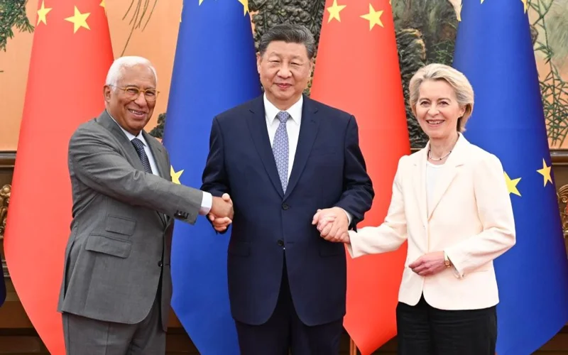 Antonio Costa, Xi Jinping and Ursula von der Leyen
