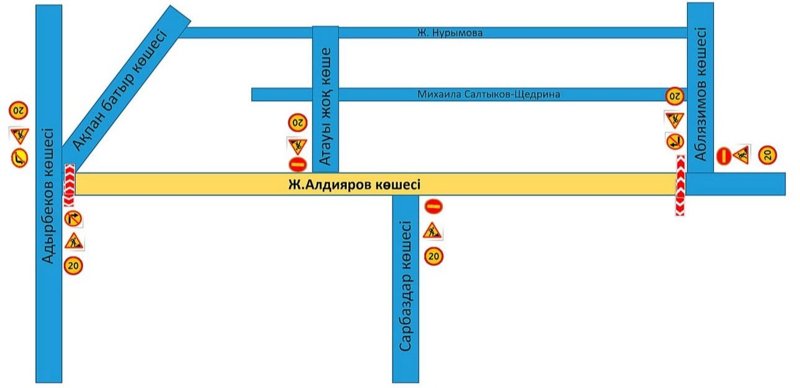В Шымкенте временно перекроют улицу Алдиярова В Шымкенте временно перекроют улицу Алдиярова