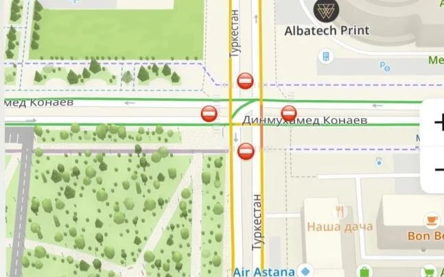 Движение на пересечении улиц Кунаева и Туркестан ограничат в Астане