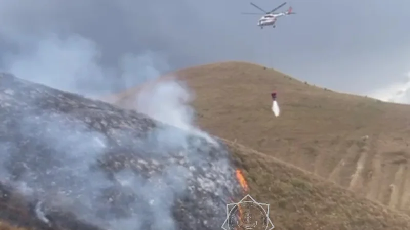 В горах в Алматинской области снова горит сухая трава