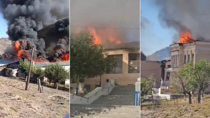 Пожар уничтожил Дворец культуры с 90-летней историей в Туркестанской области