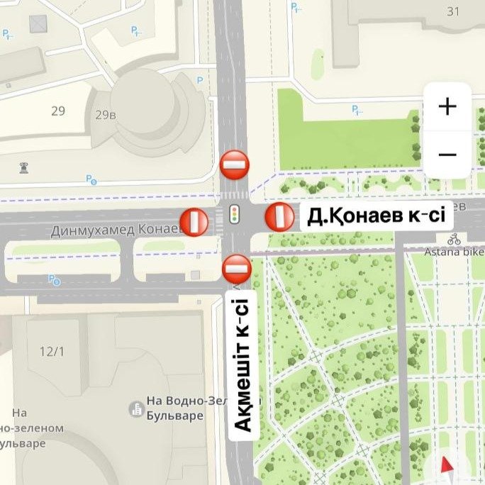 Перекресток улиц Кунаева и Акмешит закроют на две ночи в Астане