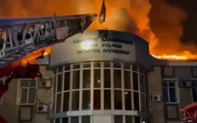 пожар в здании акимата Шымкента