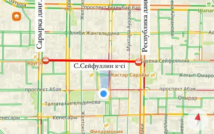 Участок улицы Сейфуллина временно закрыли на ремонт в Астане