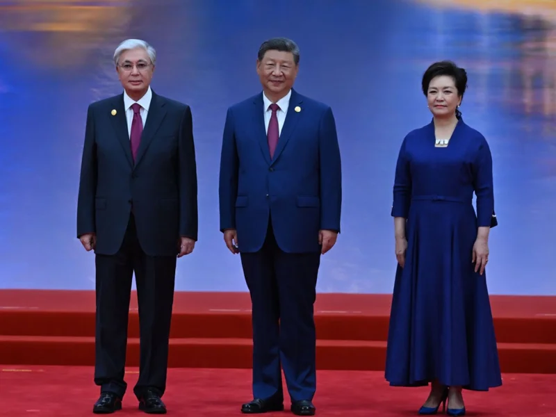 Kassym-Jomart Tokayev arrives at Meijiang Convention Center in Tianjin