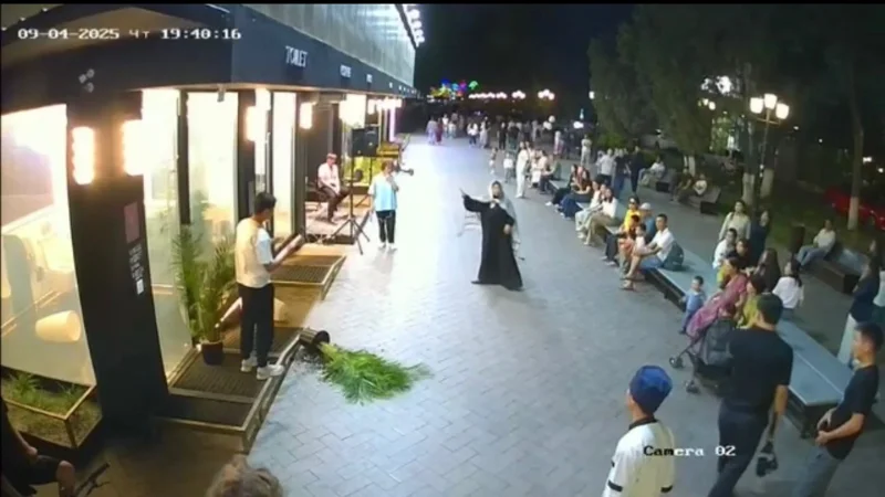 Вандализм в центре Шымкента: женщина набросилась на "умный" туалет