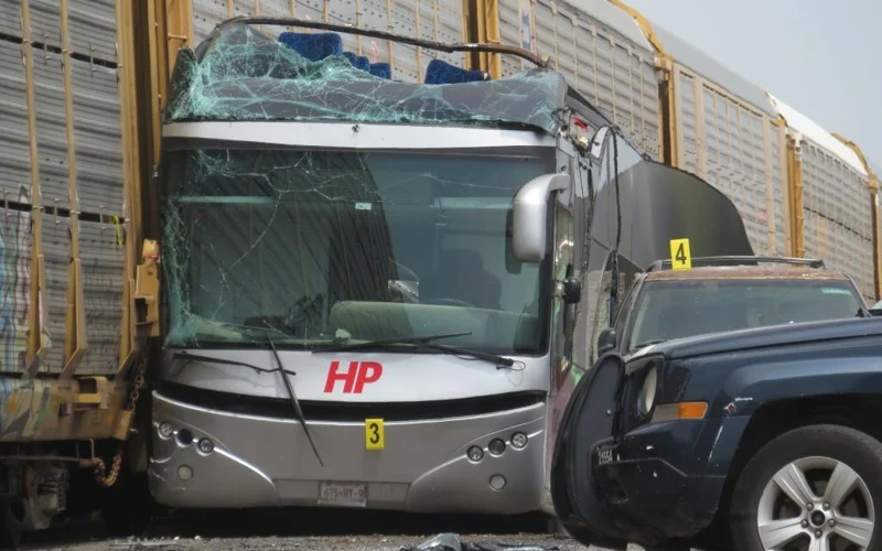 10 dead, over 40 injured after double-decker hit by train in central Mexico