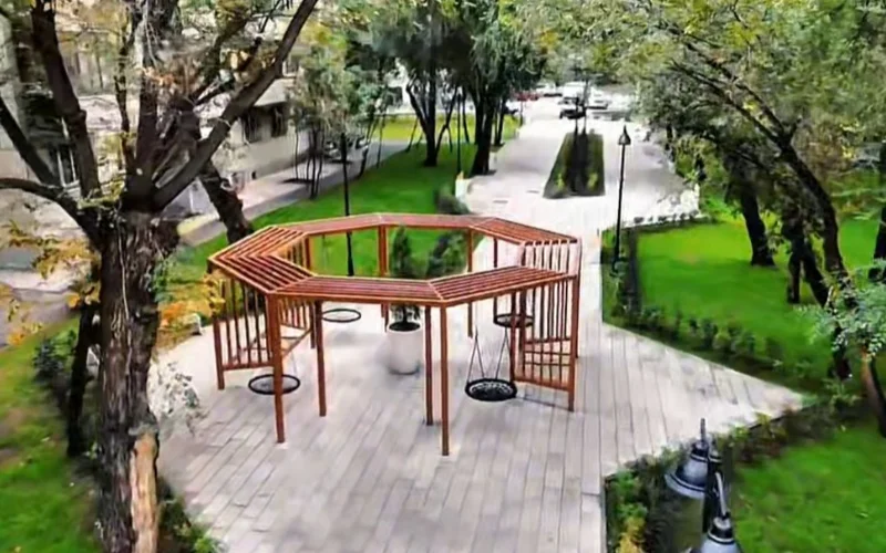 сквер, благоустройство Алматы, пешеходная зона