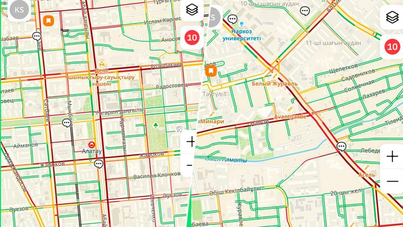 10-балльные пробки зафиксированы в Алматы 10-балльные пробки зафиксированы в Алматы