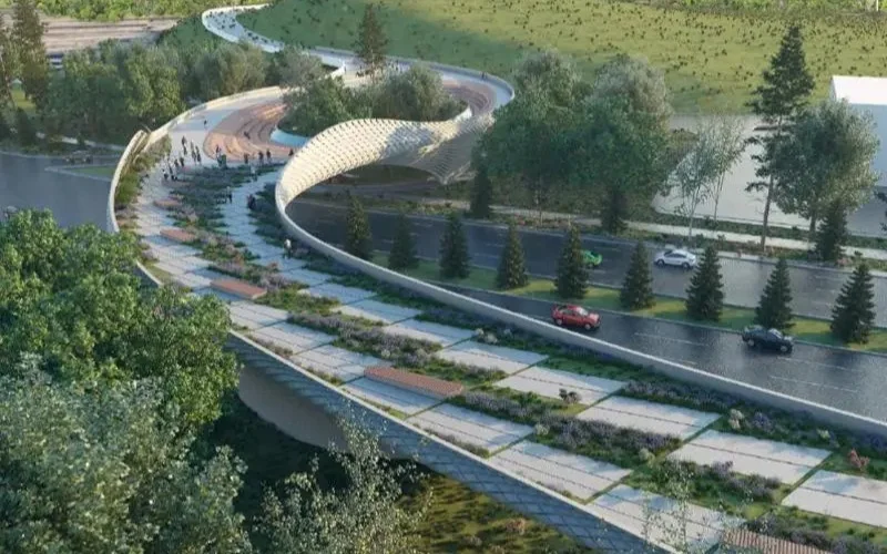 пешеходный мост в сторону гор по Аль-Фараби