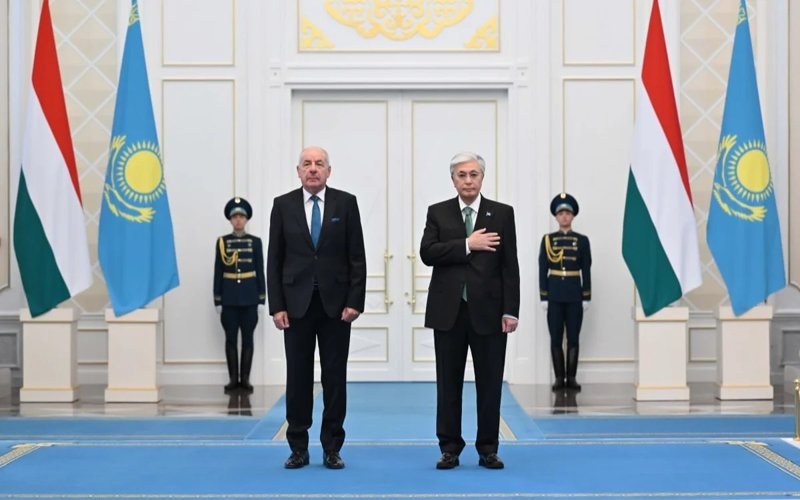 President Hungarian President Tamás Sulyok receives grand welcome at Akorda Presidential Palace